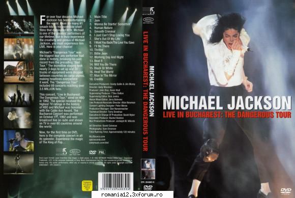 michael jackson live in bucharest 
1. main title 
2. jam 
3. wanna be startin' somethin' 
4. human